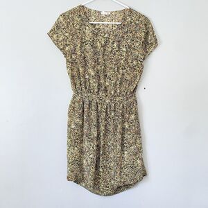 Club Monaco Romper Size 4 Yellow Multicolor 100% Silk Cap Sleeve Cutaway Back